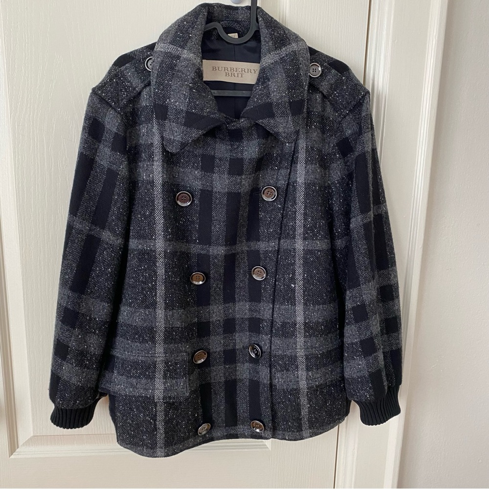 Burberry Black and Gray Plaid Jacket